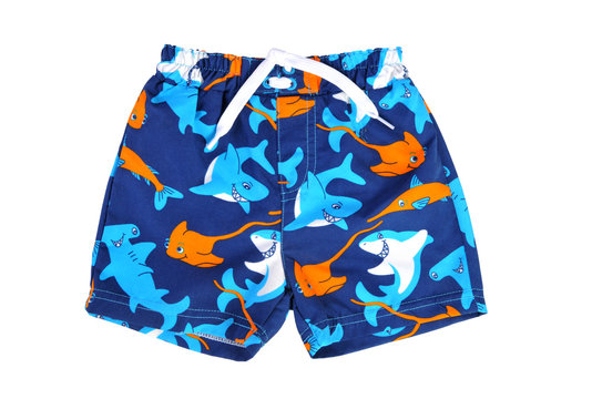 blue shorts for swimming on a white background isolated