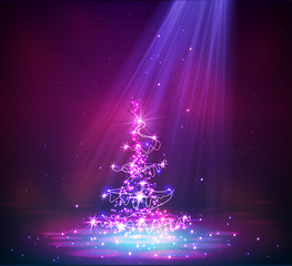 Fototapeta na wymiar Christmas tree from light 