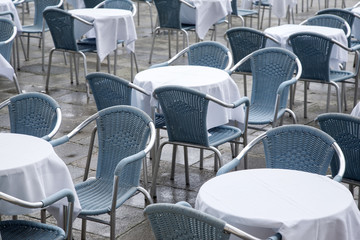 Cafe Tables and Chairs in San Marcos - St Marks Square; Venice