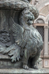 Winged Lion on Lamppost in San Marcos - St Marks Square; Venice