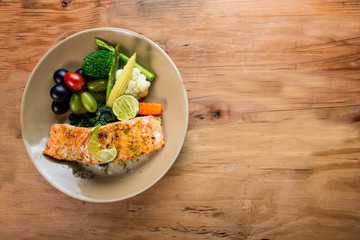 .Salmon steak food for lunch