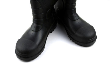 Black rubber boots