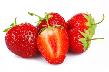Fresh strawberries isolated on white