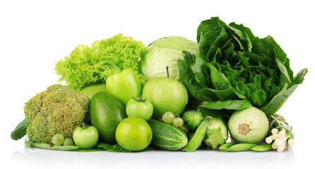 Fresh green food isolated on white