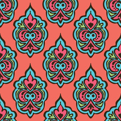 cute seamless floral damask pattern vector background