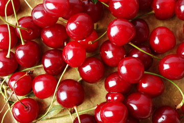 Cherries on tray, close-up