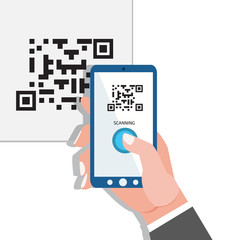 Capture QR code. Phone in hands.