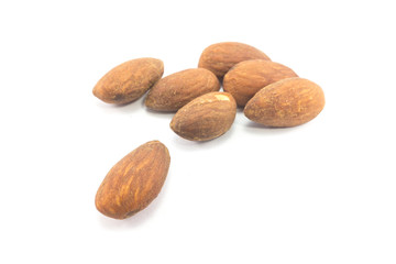 Almonds with isolated background.