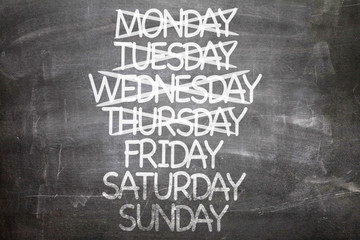 Days of Week written on a chalkboard