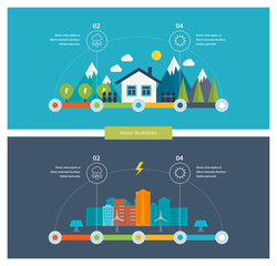 Ecology illustration infographic elements flat design. Eco life
