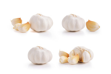 Organic garlic on white background