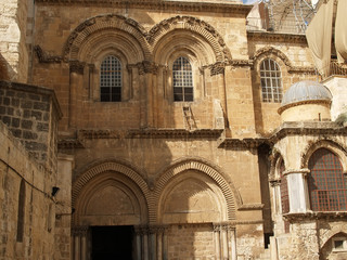 Fragment of a facade of Church of the Resurrection. Jerusalem, Israel 