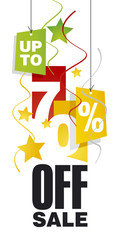 Up to 70 percent off sale red orange background