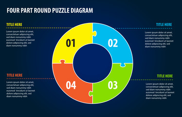 Four Part Round Puzzle Piece Diagram
