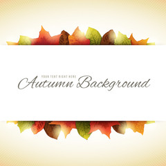 Background with Autumn Leaves and White Horizontal Copy Space in