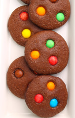 chocolate chip cookies with colored candy