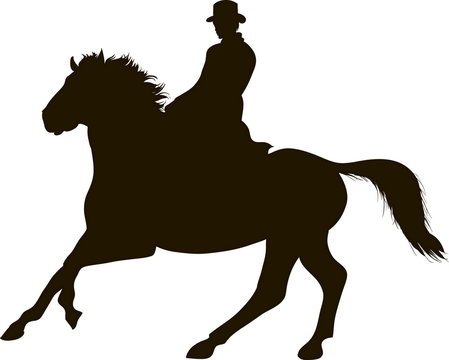 Drawing the silhouette of Prancing horse with rider