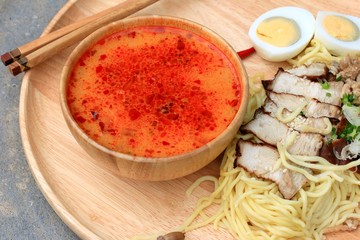 Spicy pork ramen soup - Japanese food