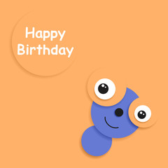 Postcard to Birthday. Funny creature on a light orange background.