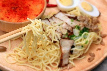Spicy pork ramen soup - Japanese food