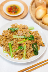 Asian fried rice with pork and vegetable