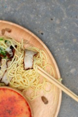 Spicy pork ramen soup - Japanese food