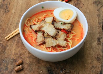 Spicy pork ramen soup - Japanese food