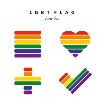 LGBT Pride Flag Rainbow Icons Set