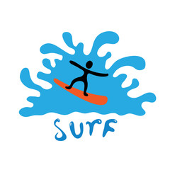 Fototapeta na wymiar surfer on the wave, vector illustration