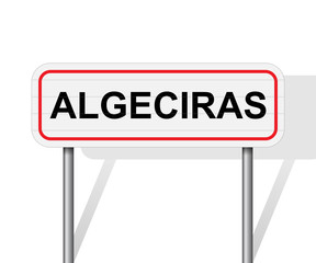 Welcome to Algeciras Spain road sign vector