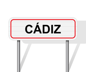 Welcome to Cadiz Spain road sign vector © bonilla1879