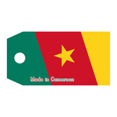 vector illustration of Cameroon flag on price tag with word Made