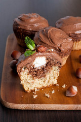 Chocolate muffins with nuts and cotage cheese