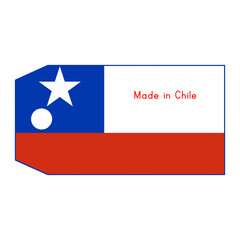 vector illustration of Chile flag on price tag with word Made in