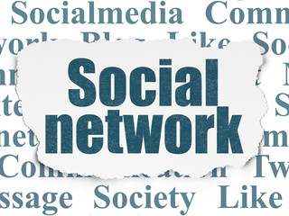 Social media concept: Social Network on Torn Paper background