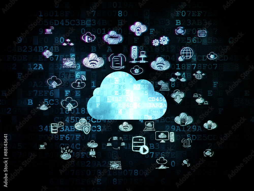 Aufkleber cloud networking concept: cloud on digital background
