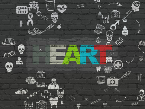 Health concept: Heart on wall background