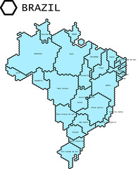 Vereinfachte Vektor Karte von Brasilien, mit hexagonalem Linienmuster