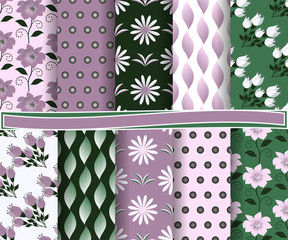 set of abstract  vector paper with decorative flowers, shapes and design elements for scrapbook  
