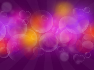 Violet hearts and bubbles Background