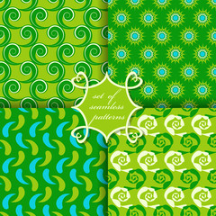 set of seamless abstract vector illustration with decorative figures