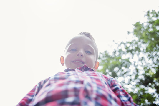 Portrait of cute little boy child outdoors on the nature