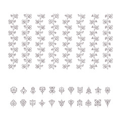 floral brushes and poligonal leaves set