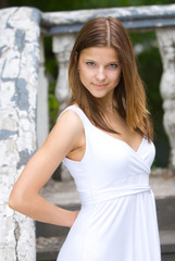 Fototapeta premium Playful Lady in white dress