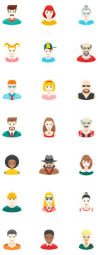 Avatars Flat Icons with background. Vector illustration. Perfect for use in: Website, Presentation, Illustrations or Infographics. Easily edited with good file structure