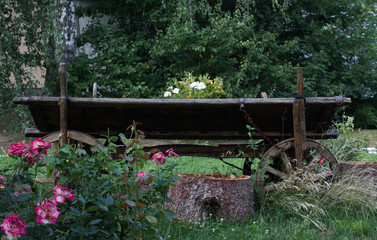 cart horses wooden