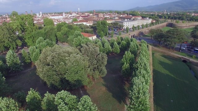 Ancient walls of Lucca, aerial view