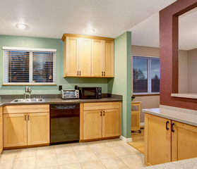 American light wood kitchen interior.