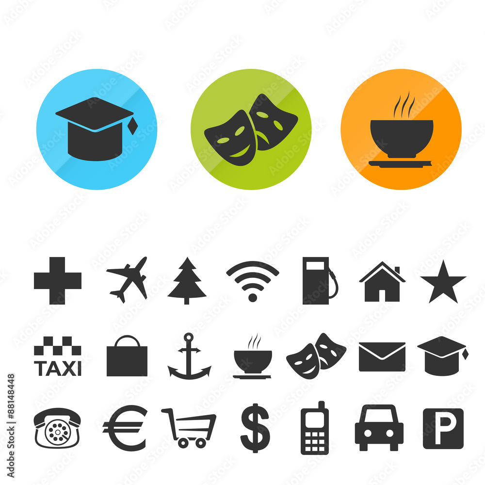 Poster a set of vector icons for your project