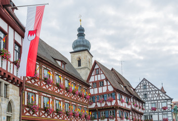 Forchheim Rathausplatz und Fränkische Flagge
